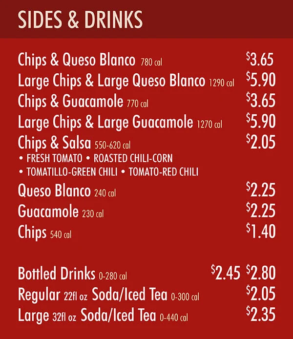 Chipotle Menu with Prices ( January 2024 )